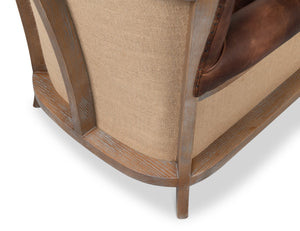 Sarreid Benjamin Chair - Luxurious Top Grain Leather With Stylish Ash Frame And Eco-friendly Jute Accent Brown  53851