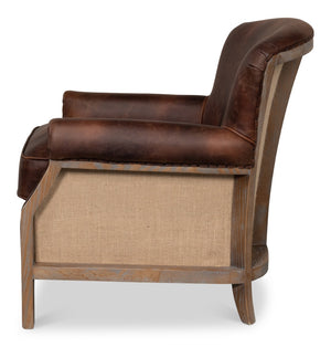 Sarreid Benjamin Chair - Luxurious Top Grain Leather With Stylish Ash Frame And Eco-friendly Jute Accent Brown  53851