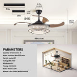 English Elm Contemporary Led Retractable Ceiling Fan With Light and Remote Control, Quiet Reversible Motor,4 Blades Modern Ceiling Fans For Kitchen Bedroom Dining Room Patio