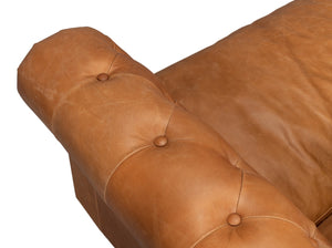 Sarreid Kingston Leather Sofa - Luxurious Top Grain Leather With Elegant Ash Finish For Stunning Living Spaces Brown  53853