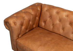 Sarreid Kingston Leather Sofa - Luxurious Top Grain Leather With Elegant Ash Finish For Stunning Living Spaces Brown  53853