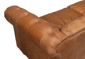 Sarreid Kingston Leather Sofa - Luxurious Top Grain Leather With Elegant Ash Finish For Stunning Living Spaces Brown  53853