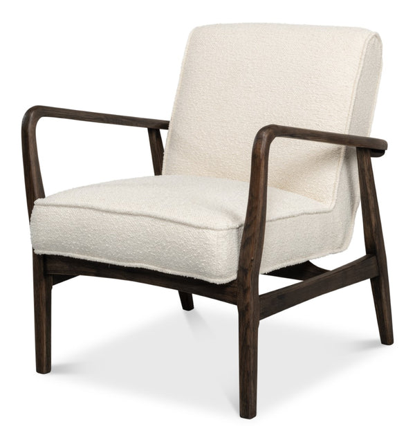 Sarreid Ryder Chair - Luxurious 100% Polyester Upholstery With Sturdy Ash Frame For Ultimate Comfort & Style Ivory  53854