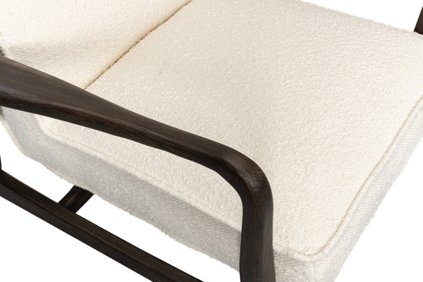 Sarreid Ryder Chair - Luxurious 100% Polyester Upholstery With Sturdy Ash Frame For Ultimate Comfort & Style Ivory  53854