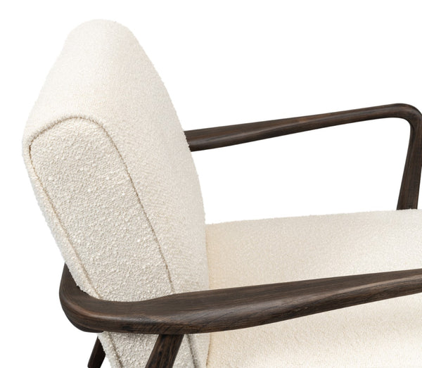 Sarreid Ryder Chair - Luxurious 100% Polyester Upholstery With Sturdy Ash Frame For Ultimate Comfort & Style Ivory  53854
