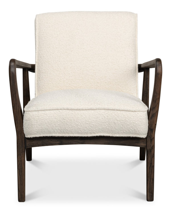 Sarreid Ryder Chair - Luxurious 100% Polyester Upholstery With Sturdy Ash Frame For Ultimate Comfort & Style Ivory  53854