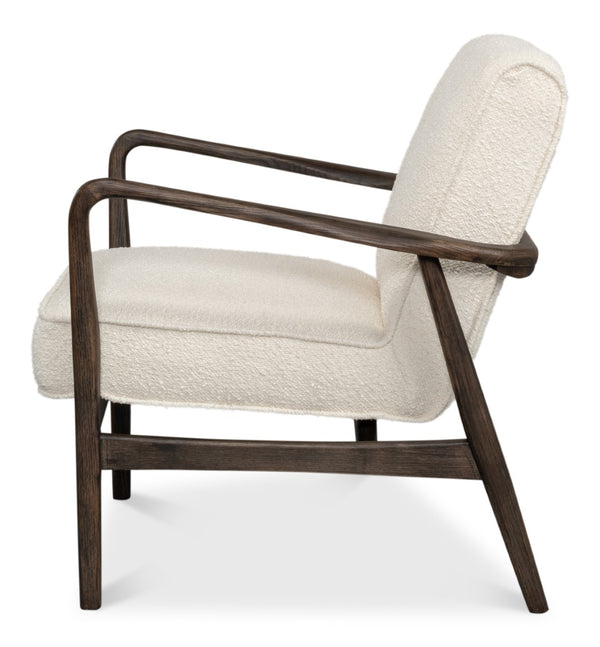 Sarreid Ryder Chair - Luxurious 100% Polyester Upholstery With Sturdy Ash Frame For Ultimate Comfort & Style Ivory  53854