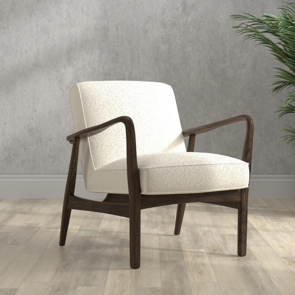 Sarreid Ryder Chair - Luxurious 100% Polyester Upholstery With Sturdy Ash Frame For Ultimate Comfort & Style Ivory  53854