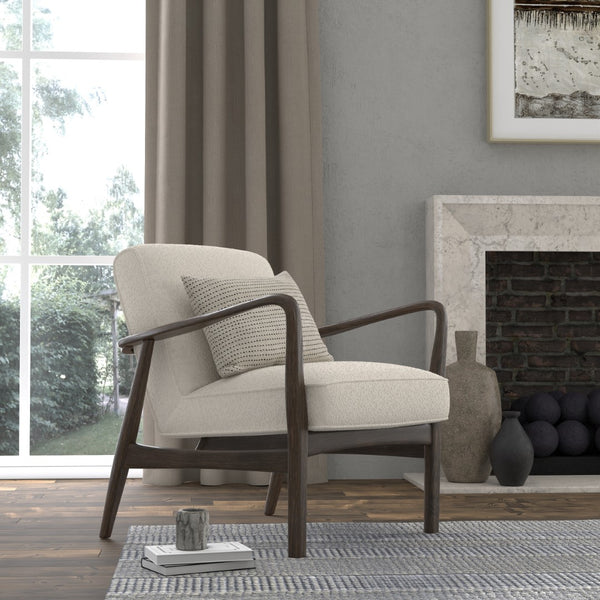 Sarreid Ryder Chair - Luxurious 100% Polyester Upholstery With Sturdy Ash Frame For Ultimate Comfort & Style Ivory  53854
