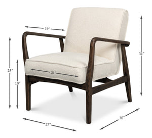 Sarreid Ryder Chair - Luxurious 100% Polyester Upholstery With Sturdy Ash Frame For Ultimate Comfort & Style Ivory  53854