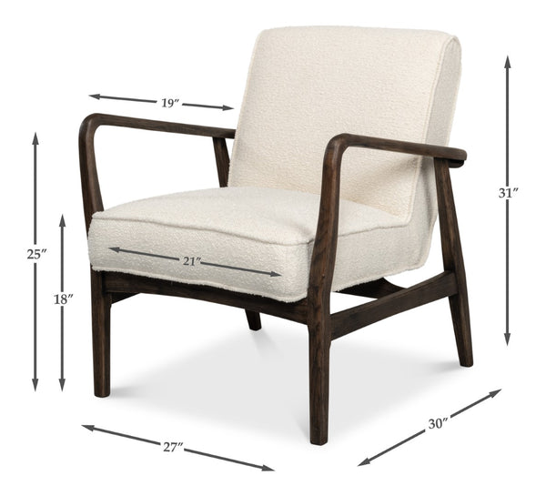 Sarreid Ryder Chair - Luxurious 100% Polyester Upholstery With Sturdy Ash Frame For Ultimate Comfort & Style Ivory  53854