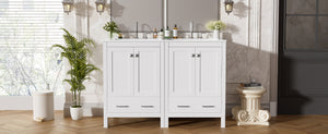 English Elm 48-Inch Modern Bathroom Vanity with Dual Ceramic Sinks, Ample Soft-Close Storage and Stylish Design White N729P000009K