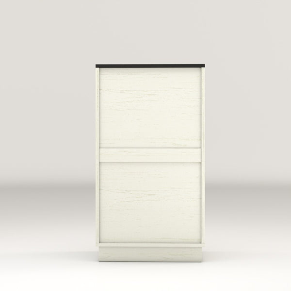 English Elm 10-gallon Tilt-out Antique White Cabinet Woodgrain Finish with Wave Drawer Hidden Bin W2557P365719