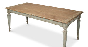 Sarreid Elise Dining Table In Sage Green With Natural Pine Top - Stylish And Modern Home Dining Solution Green  53856