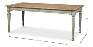 Sarreid Elise Dining Table In Sage Green With Natural Pine Top - Stylish And Modern Home Dining Solution Green  53856