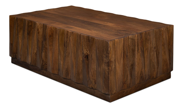 Sarreid Denali Rectangle Cocktail Table - Stylish Mango Wood Design For Modern Living Room Elegance Brown  53857