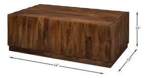 Sarreid Denali Rectangle Cocktail Table - Stylish Mango Wood Design For Modern Living Room Elegance Brown  53857