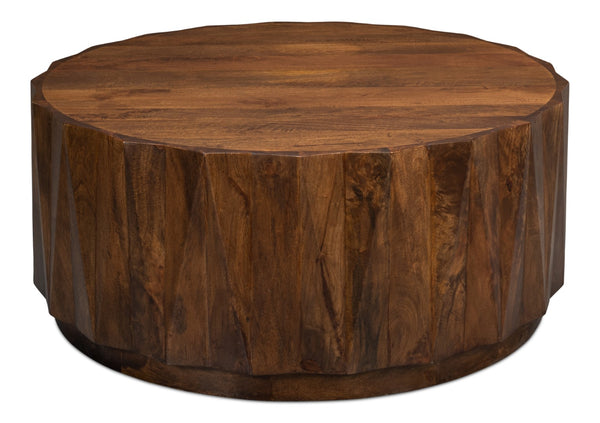 Sarreid Denali Round Cocktail Table – Stunning Mango Wood Design For Stylish Living Room Decor & Entertainment Brown  53859
