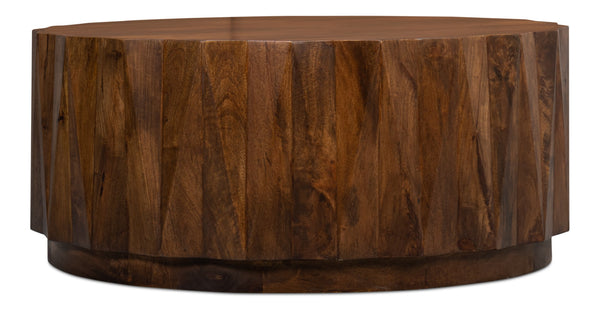 Sarreid Denali Round Cocktail Table – Stunning Mango Wood Design For Stylish Living Room Decor & Entertainment Brown  53859