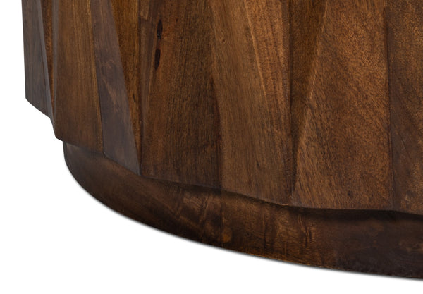 Sarreid Denali Round Cocktail Table – Stunning Mango Wood Design For Stylish Living Room Decor & Entertainment Brown  53859