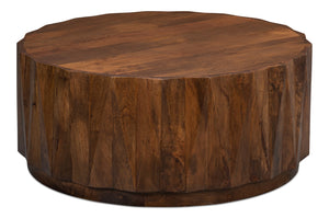 Sarreid Denali Round Cocktail Table – Stunning Mango Wood Design For Stylish Living Room Decor & Entertainment Brown  53859