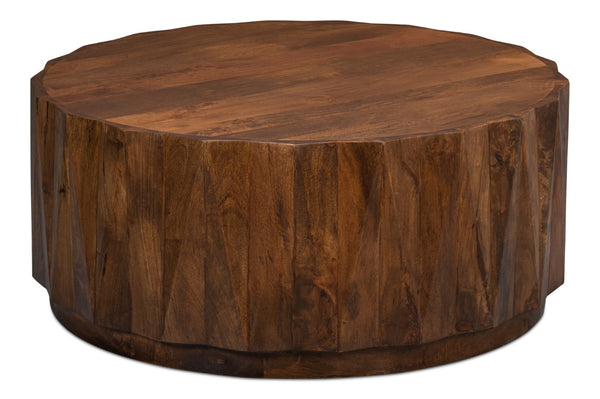 Sarreid Denali Round Cocktail Table – Stunning Mango Wood Design For Stylish Living Room Decor & Entertainment Brown  53859