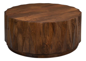 Sarreid Denali Round Cocktail Table – Stunning Mango Wood Design For Stylish Living Room Decor & Entertainment Brown  53859