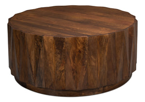 Sarreid Denali Round Cocktail Table – Stunning Mango Wood Design For Stylish Living Room Decor & Entertainment Brown  53859