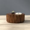 Sarreid Denali Round Cocktail Table – Stunning Mango Wood Design For Stylish Living Room Decor & Entertainment Brown  53859