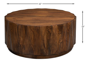 Sarreid Denali Round Cocktail Table – Stunning Mango Wood Design For Stylish Living Room Decor & Entertainment Brown  53859