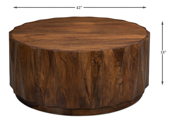 Sarreid Denali Round Cocktail Table – Stunning Mango Wood Design For Stylish Living Room Decor & Entertainment Brown  53859