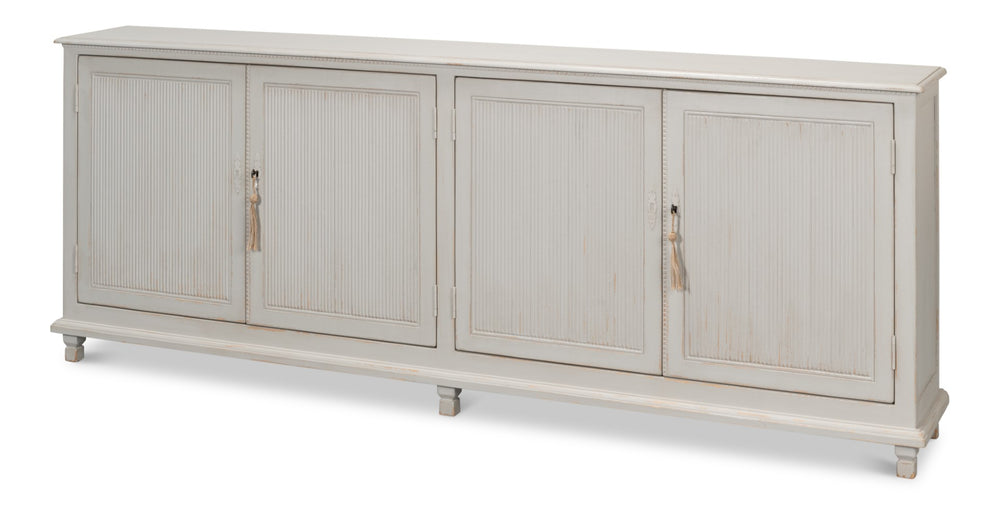 Sarreid Harper Sideboard - Elegant Pine Design With Soft Grey Finish And Secure 2 Locks & Keys For Storage Grey  53862