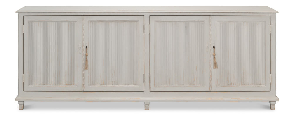 Sarreid Harper Sideboard - Elegant Pine Design With Soft Grey Finish And Secure 2 Locks & Keys For Storage Grey  53862