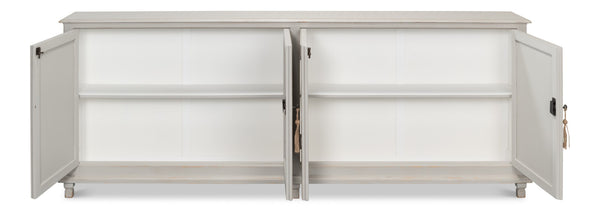 Sarreid Harper Sideboard - Elegant Pine Design With Soft Grey Finish And Secure 2 Locks & Keys For Storage Grey  53862