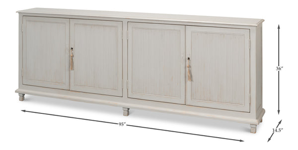 Sarreid Harper Sideboard - Elegant Pine Design With Soft Grey Finish And Secure 2 Locks & Keys For Storage Grey  53862