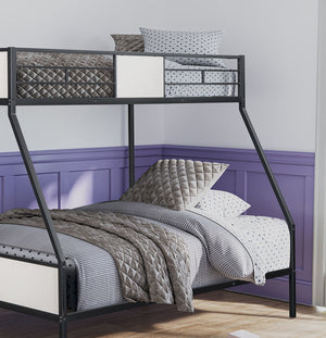 English Elm Contemporary Twin-over-Full Bunk Bed with Sturdy Metal Frame, Two-Tone Finish, Space-Saving Design Black 77 L x 14 W x 10 H B2741P347311