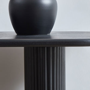 English Elm Length 59 Inch Mdf Wood Veneer Console Table Brushed Gold Steel Base Modern Entryway Black W2582P406099