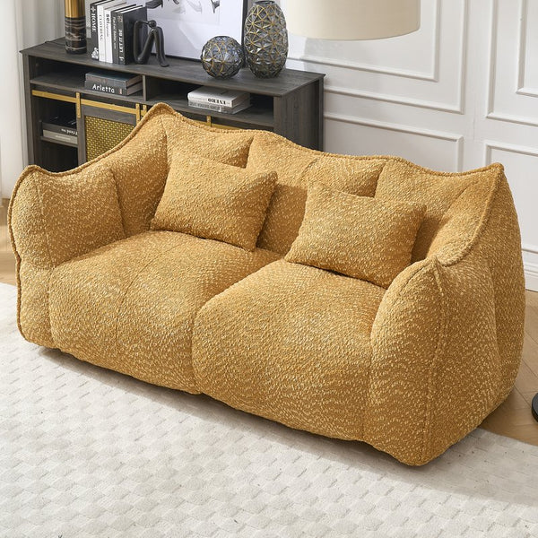English Elm Soft Plush Foam Beanbag Chair for Two People, Square Recliner Sofa With Superfiber Comfort Embrace Yellow W1996P252272