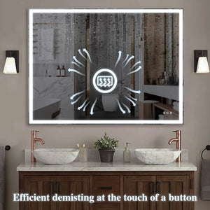 English Elm 48x36 LED Bathroom Vanity Mirror Silver Frame with Hidden Strip, Anti-Fog Touch Controls, Dimmable Memory W708P176761