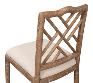 Sarreid Brighton Counter Stool - Stylish White Wash Finish With Durable Linen Fabric & Solid Ash Wood Frame Beige  53870