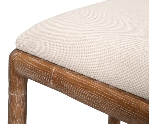 Sarreid Brighton Counter Stool - Stylish White Wash Finish With Durable Linen Fabric & Solid Ash Wood Frame Beige  53870