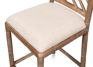 Sarreid Brighton Counter Stool - Stylish White Wash Finish With Durable Linen Fabric & Solid Ash Wood Frame Beige  53870