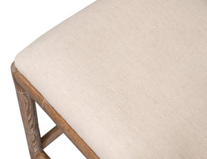 Sarreid Brighton Counter Stool - Stylish White Wash Finish With Durable Linen Fabric & Solid Ash Wood Frame Beige  53870