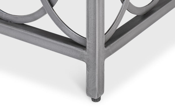 Sarreid Olympia Square Coffee Table - Elegant White Banswara Marble Top With Vintage Iron Finish Design Black  53871