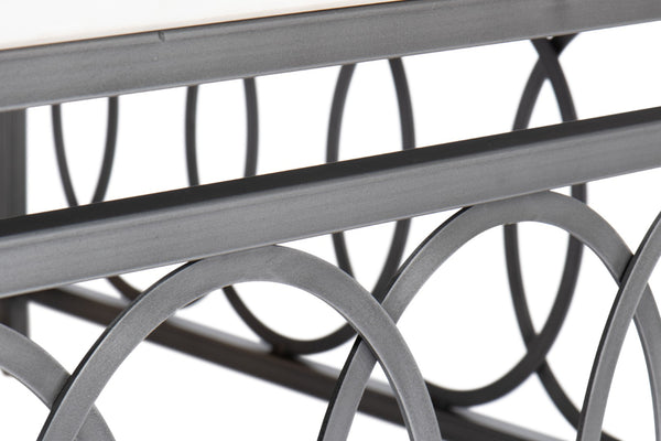 Sarreid Olympia Square Coffee Table - Elegant White Banswara Marble Top With Vintage Iron Finish Design Black  53871