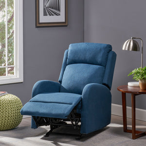 English Elm Christopher Knight Home® - 25" Plush Waterfall Backrest Manual Rocker Recliner with Curved Arms and Smooth Lever Recline Navy Blue 62805.00