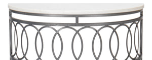 Sarreid Olympia Demilune Table - Elegant White Banswara Marble Top With Sturdy Iron Base In Old Finish Black  53875