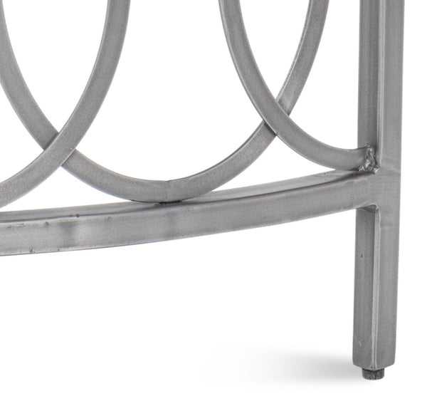 Sarreid Olympia Demilune Table - Elegant White Banswara Marble Top With Sturdy Iron Base In Old Finish Black  53875