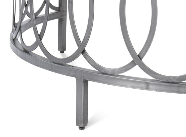 Sarreid Olympia Demilune Table - Elegant White Banswara Marble Top With Sturdy Iron Base In Old Finish Black  53875