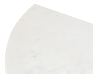 Sarreid Olympia Demilune Table - Elegant White Banswara Marble Top With Sturdy Iron Base In Old Finish Black  53875